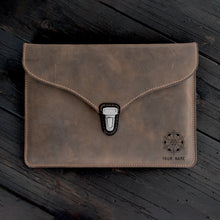 Load image into Gallery viewer, PREORDER! BLACKTHORN LEATHER LAPTOP CASE WITH YOUR NAME