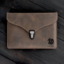 Load image into Gallery viewer, PREORDER! BLACKTHORN LEATHER LAPTOP CASE WITH YOUR NAME